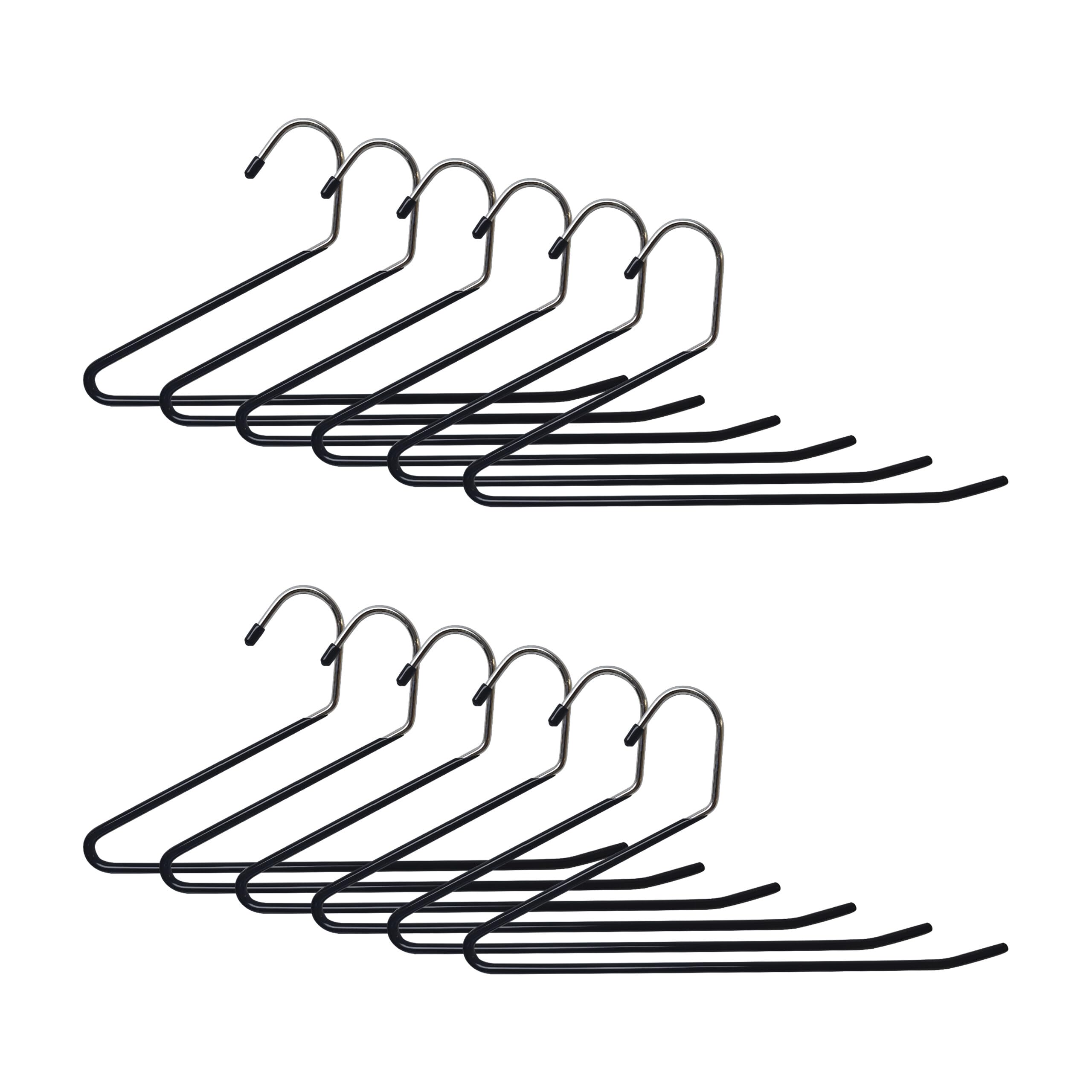 Relaxdays Trouser Hangers 12-Pack, S-Shape, Non-Slip, Space-Saving, Metal, Silver/Black