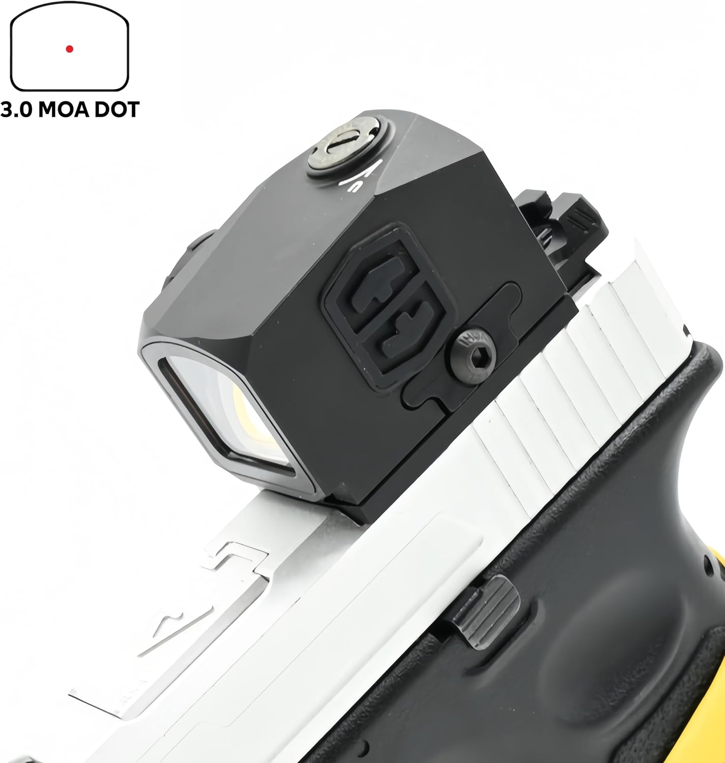 Red Dot 1x16mm Closed Sight Emitter with Mount Base Plate，3 MOA Dot Reticle Optic Scope with Shake' N Wake Auto On/Off，7-Level Daytime + 3-Level Night Vision，Include MOS & RMR Footprint Plate