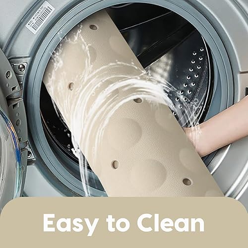 Miniatura 5 de WRISIN Alfombra de baño antideslizante para bañera, 31 x 16 pulgadas, lavable a máquina, tapete de goma para bañera con ventosa y orificios de