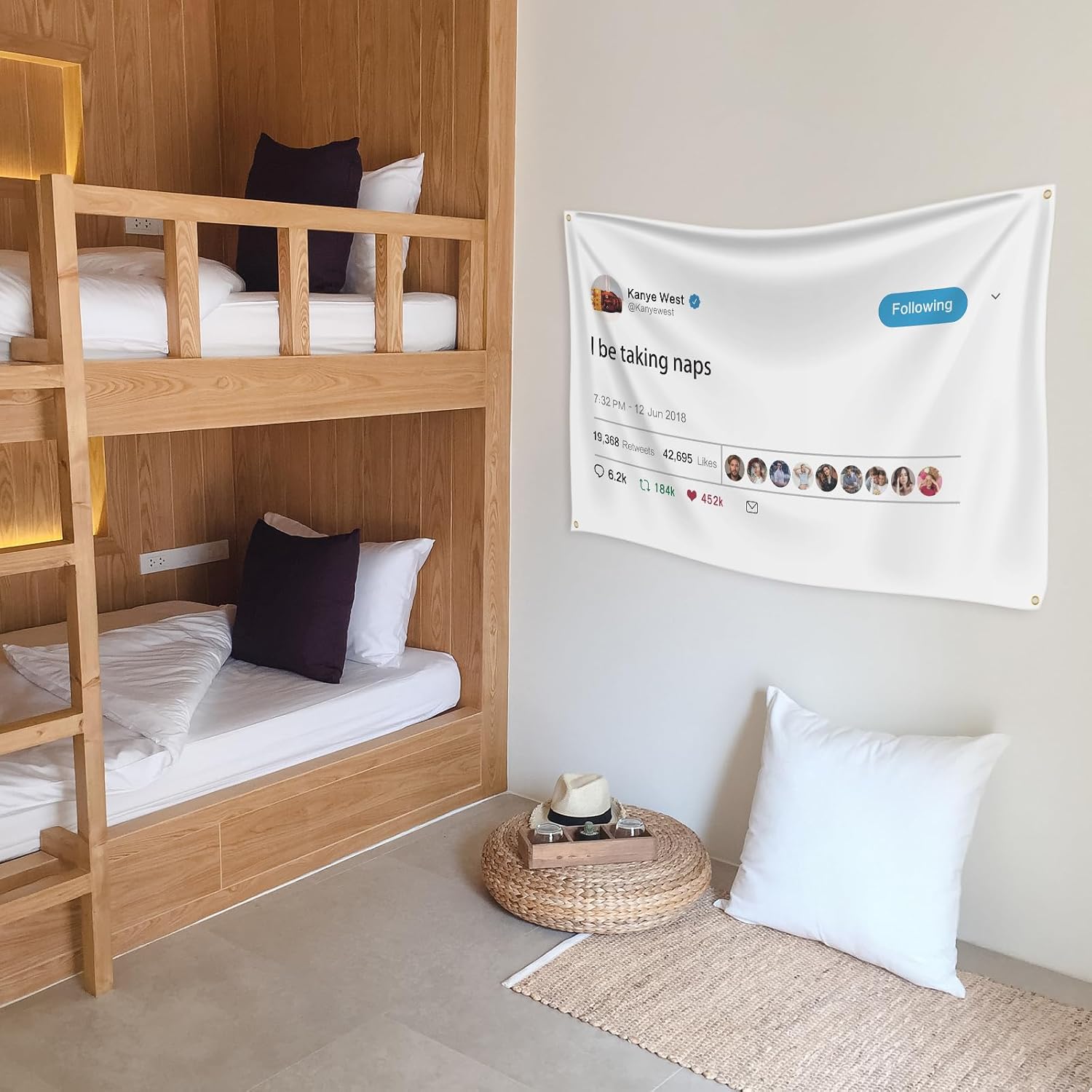 Kanye Tapestry Tweet flags, I be taking naps with Installation tool, Funny Flags for Room College University Dorm Guys Rapper wall Decorations meme Gift, 3x5 Ft - Image 2