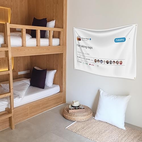 Vista 2 de Kanye Tapestry - Banderas de tweet, con herramienta de instalación, divertidas banderas para habitación, universidad, dormitorio, chicos, rapero