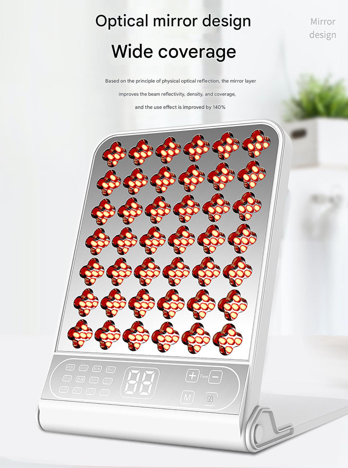 GOURIXIN Panel de luz roja con 210 LED, 4 Longitudes de Onda (415 NM, 590 NM, 630 NM y 850 NM), Dispositivo de Terapia de luz infrarroja cercana, Temporizador Integrado y Soporte Ajustable