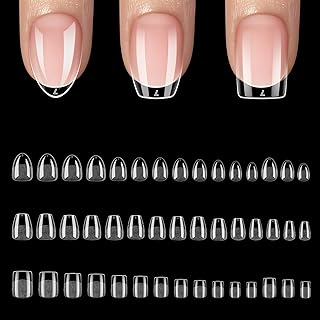 450PCS Extra Short Almond & Coffin & Square - 3 Styles Nail Tips, 70-Grit Pre-Etched Press On Nail in 15 Sizes, Fake Nail Extension Kit for Acrylic Gel Nail Art DIY Salon 0429