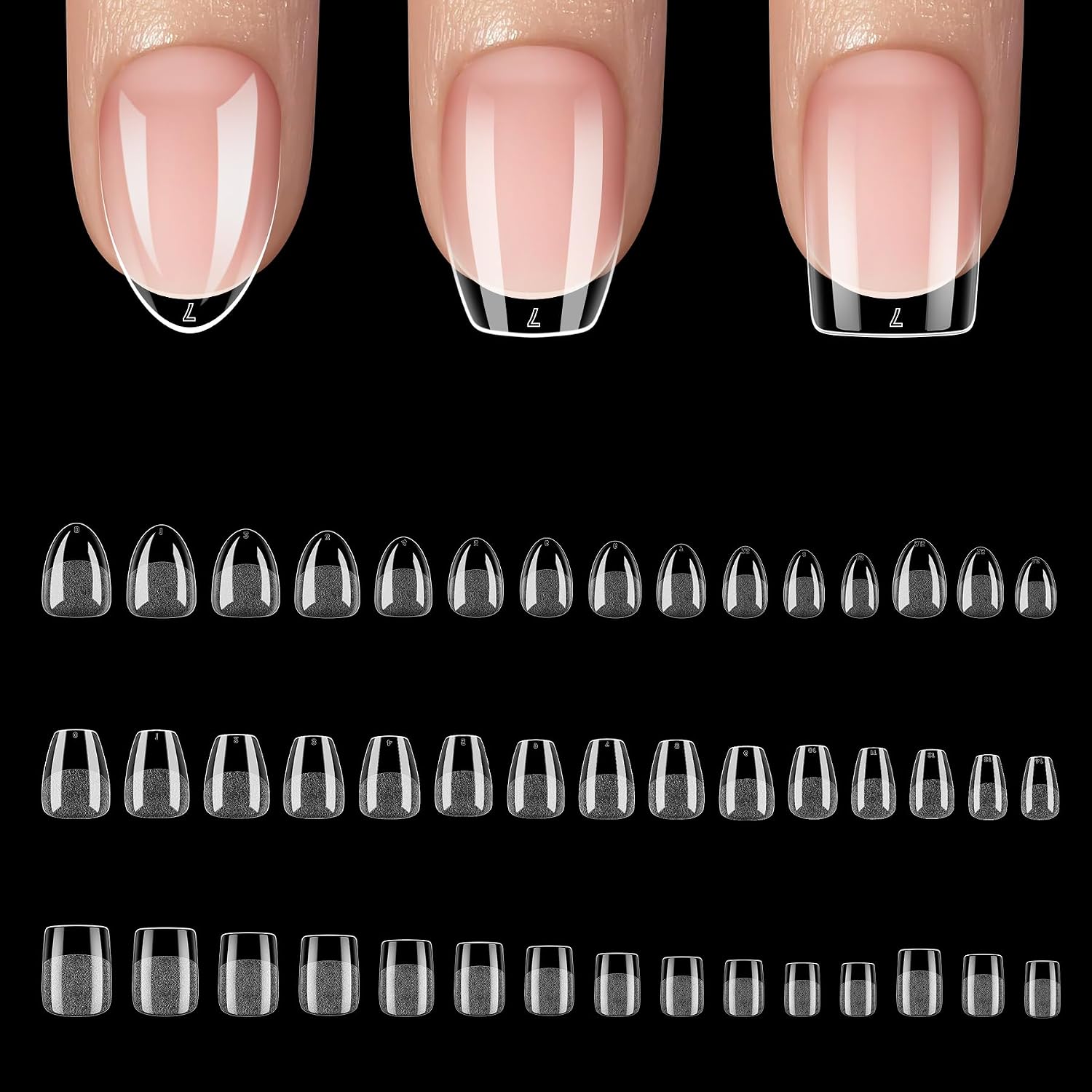 Extra Short Coffin False Nail Tips, 15 Sizes 510 PCS Clear Soft Press On Fake Nail Pre-shaped Half Matte Full Cover Gel Nail Tips Extensions Thick Long Lasting for DIY Beginners & Salon Manicure