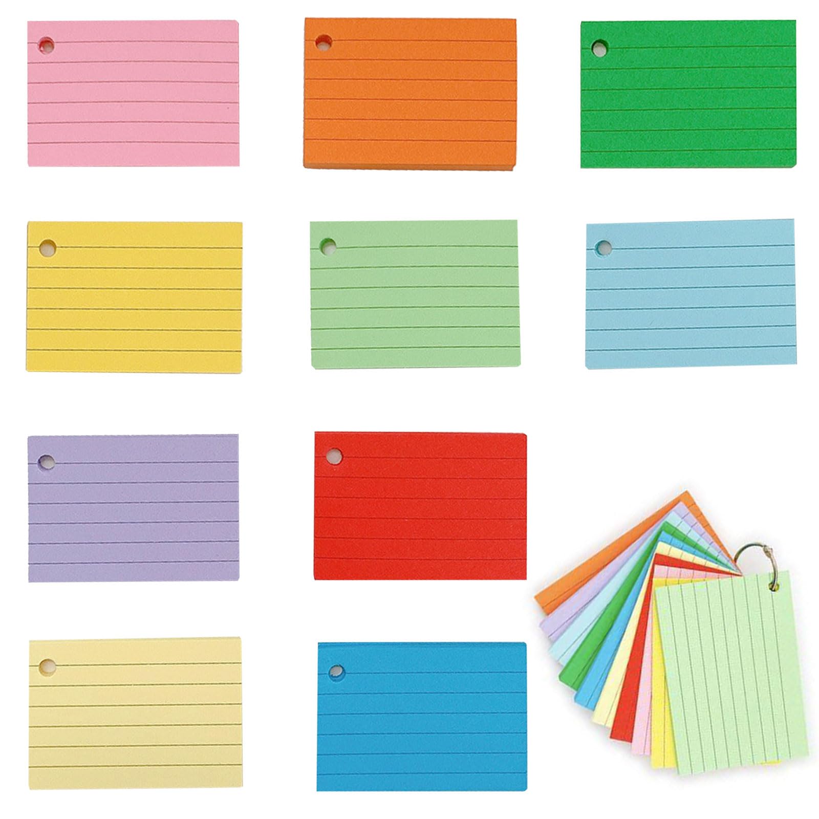 Flashcard Carta Kraft - 1000 Schede Indice Colorate Con Anelli Per Studio E Appunti - Foto 10