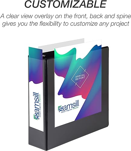 Vista 135 de Samsill Carpeta duradera de 1.5 pulgadas, fabricada en los Estados Unidos, carpeta de anillos en D, carpeta transparente personalizable, surtido