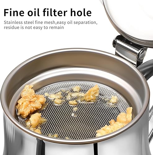 Miniatura 2 de 1pc de acero inoxidable olla aceite lata grasa cocina almacenamiento botella práctica aceite dispensador aceite aceite colador olla