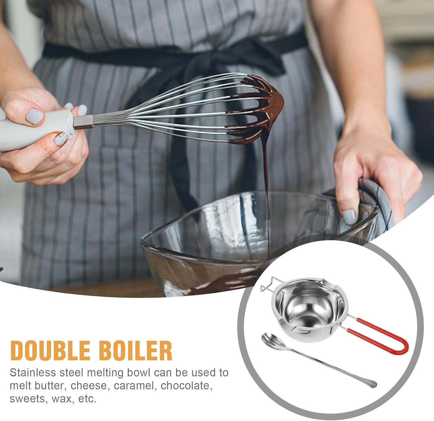 Stainless Steel Melting Pot with Spoon, Silver