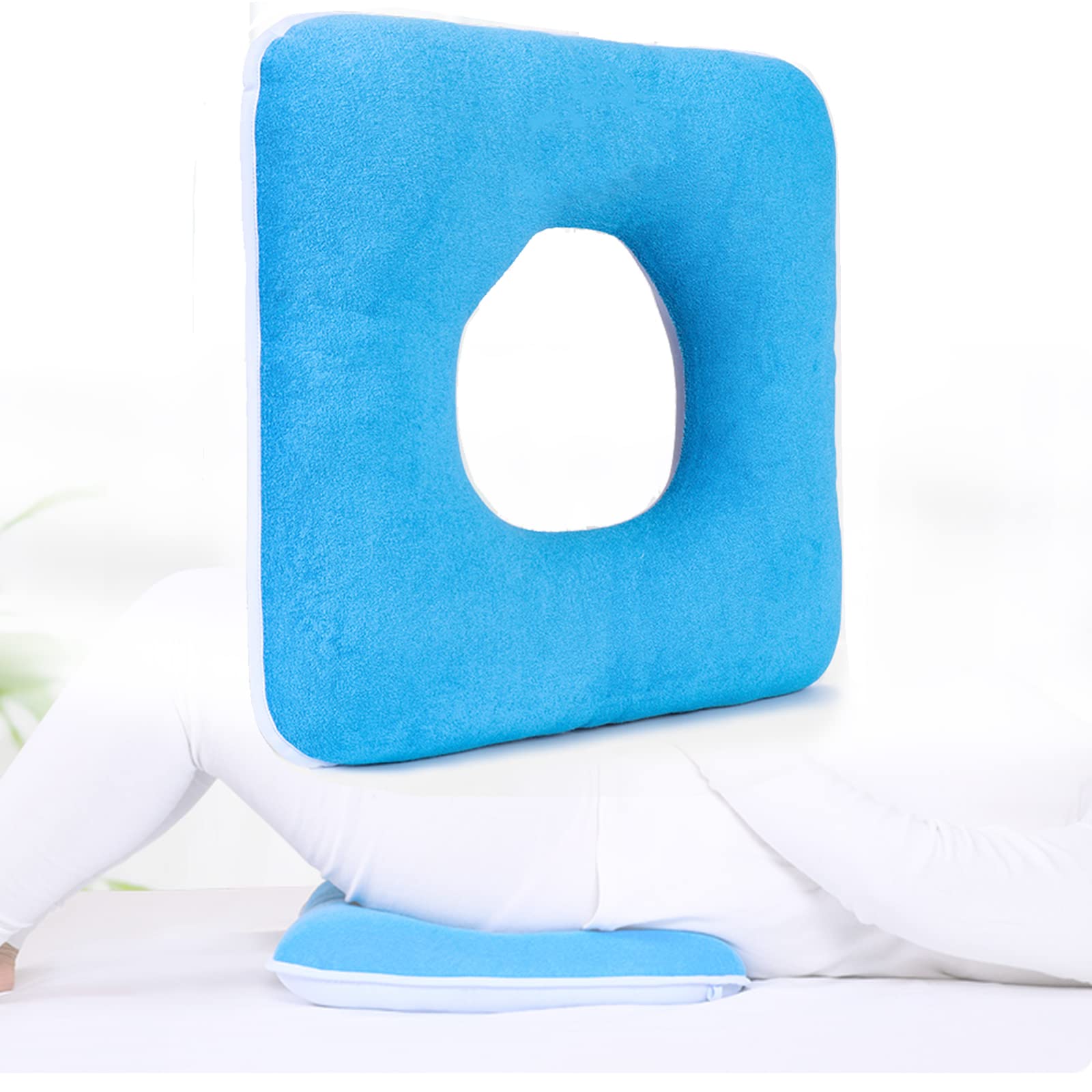 NEFSO Cojín antiescaras para Silla de Ruedas para aliviar la presión del Paciente postrado en Cama, Almohadilla de Dona para aliviar Las hemorroides, llagas en la Cama, Gris (Azul)