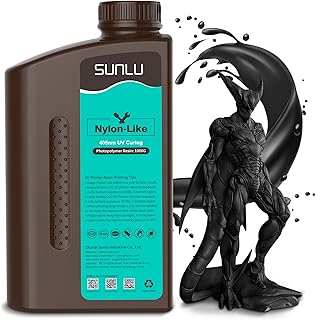 SUNLU 3D Printer Resin, Strong Durable Nylon Like 3D Resin for LCD DLP SLA Resin 3D Printers, 395-405nm UV Light Curing 3D Printing Liquid Photopolymer Resin, Good for Functional Parts, 1000g, Black