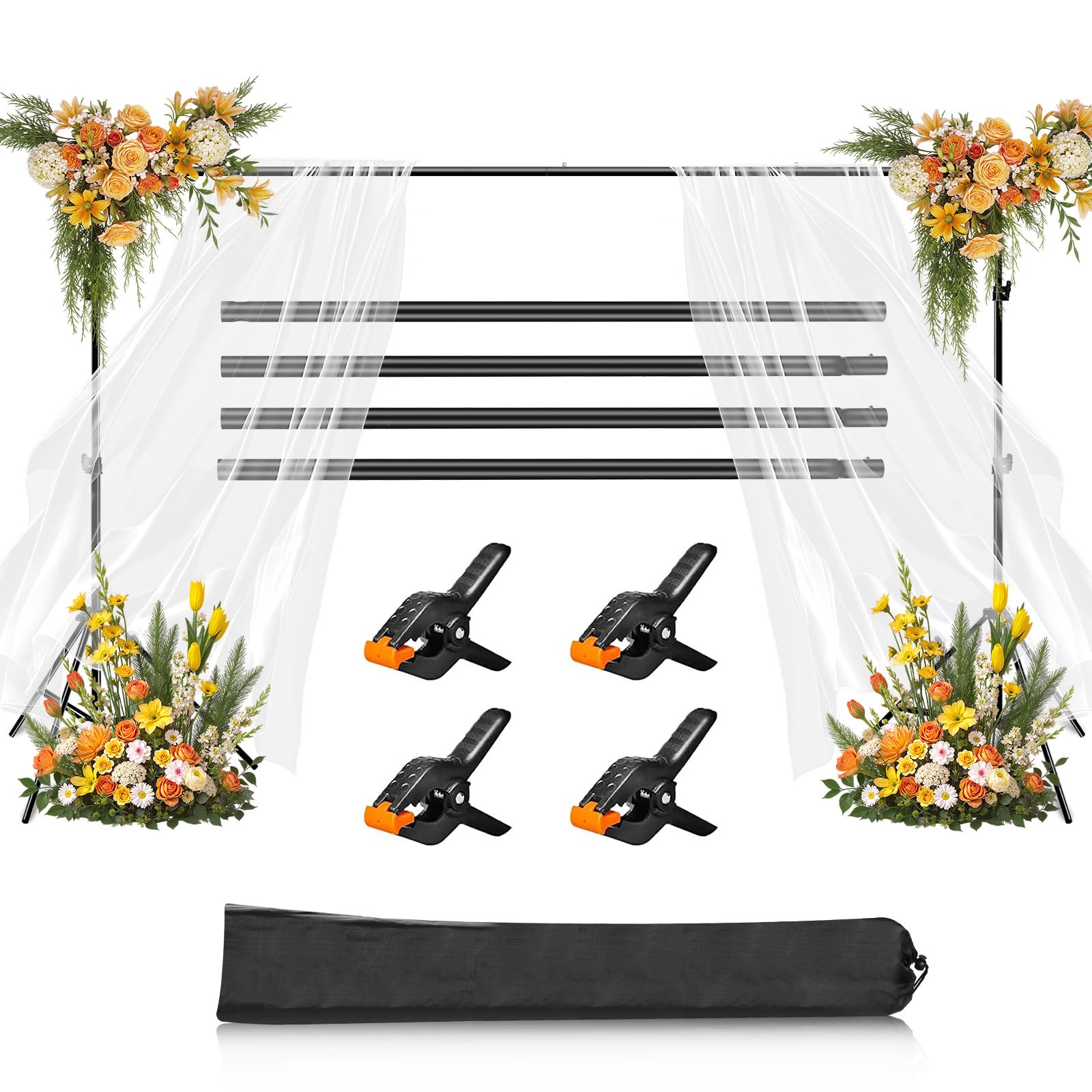 PULUZ Kit de support de toile de fond réglable avec sac de transport pour studio photo, fêtes, mariages et événements 2 x 3 m