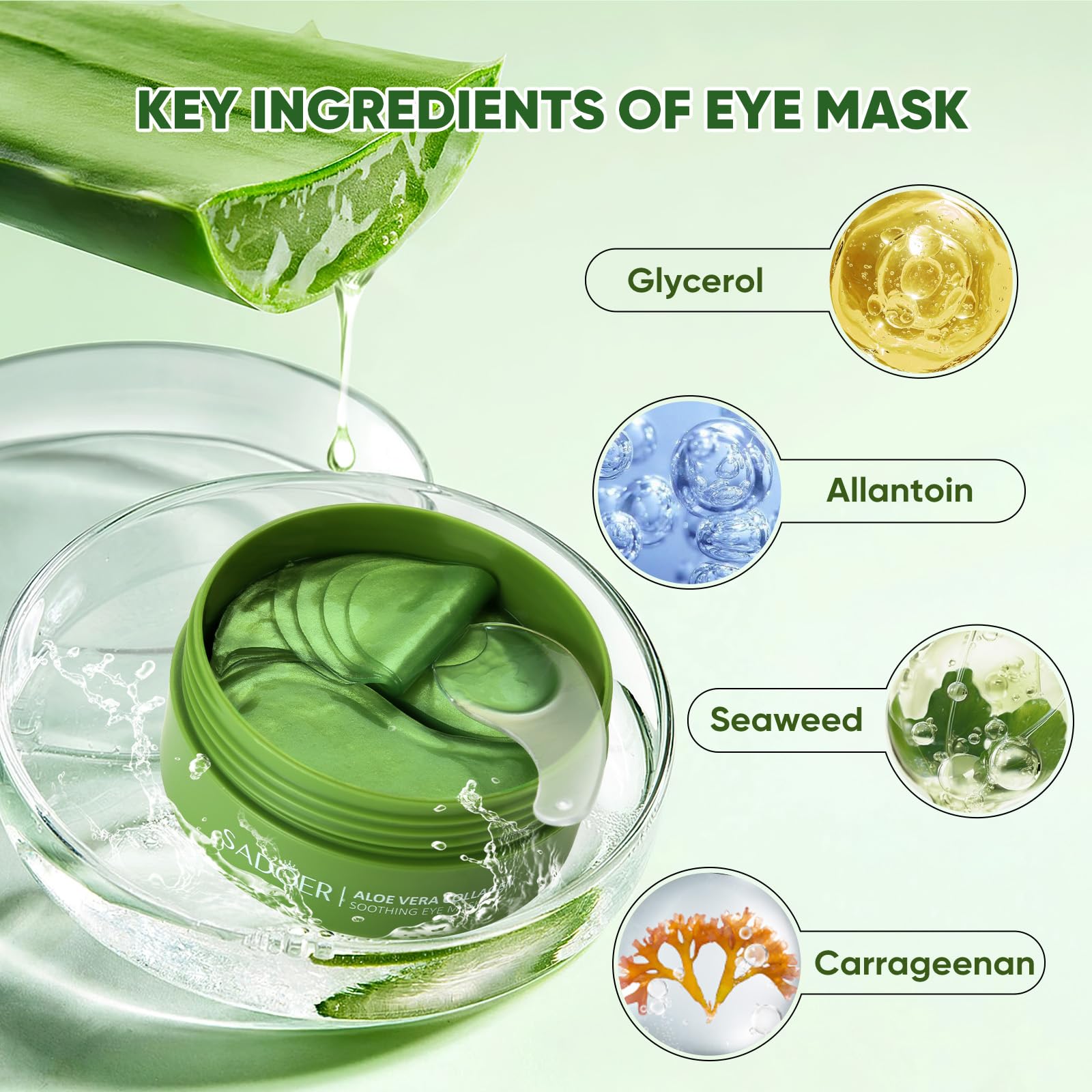 Amazon.com : Aloe Vera Eye Mask (120 pcs) - Reduces puffiness and dark  circles, firms and improves under-eye skin Under-eye patch for a  rejuvenated look and minimises the appearance of fine lines