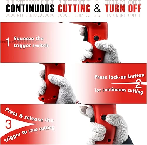 Miniatura 5 de SHALL Cizalla eléctrica de corte de metal, cortador de chapa metálica con cable de 4.0 amperios, velocidad variable con cabezal giratorio de 360