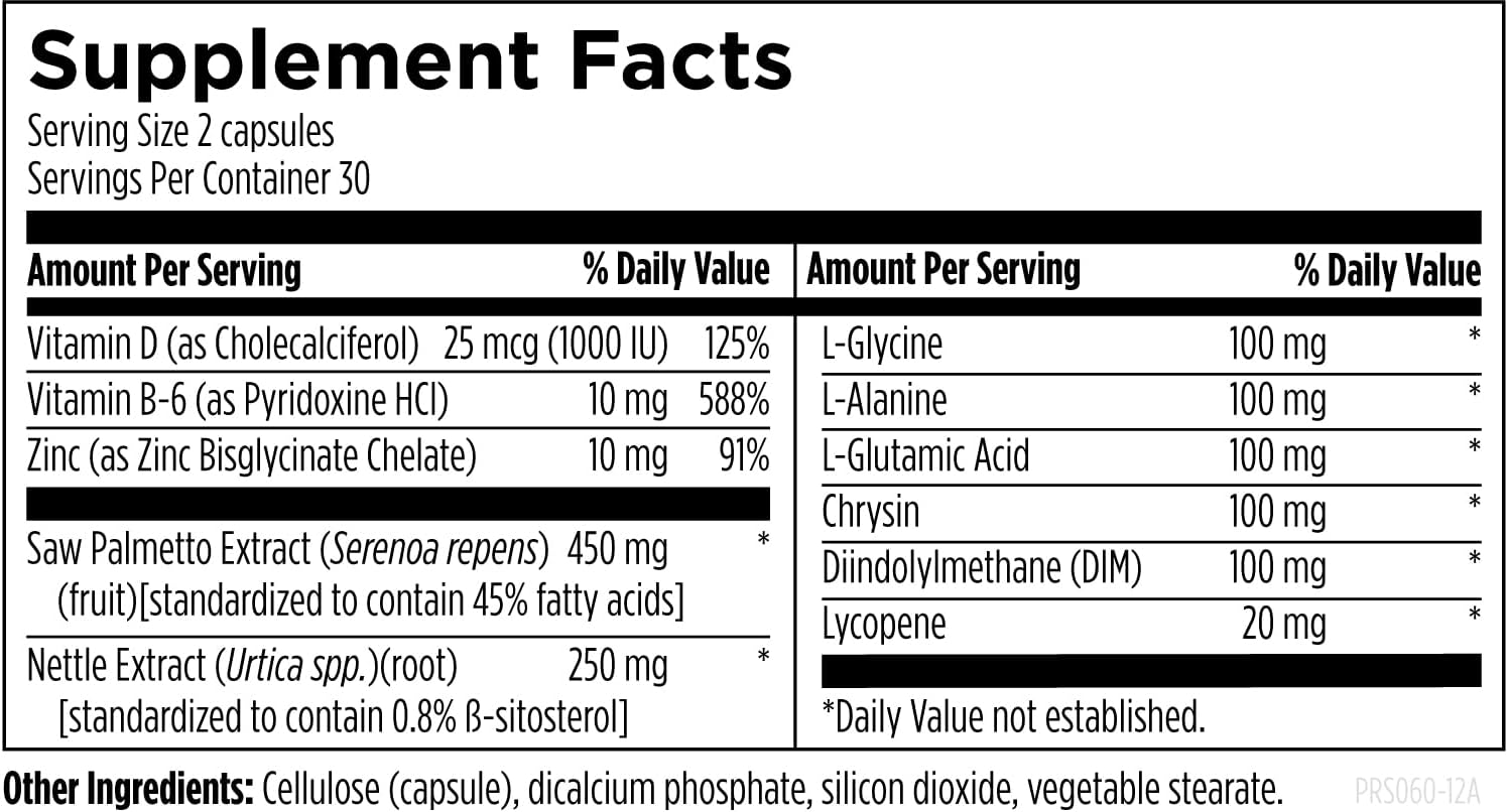 Designs for Health Saw Palmetto Prostate Supplement for Men - Prostate Supreme with Saw Palmetto, DIM, Vitamins, Nettle, Zinc + Chrysin - Non-GMO, Soy Free (60 Capsules)
