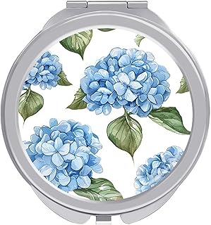 Blue Hydrangea Pattern Travel Makeup Mirror 1...