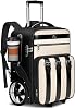 MATEIN 2 In 1 Rolling Backpack for Women with Shoulder Strap, Flight Approved Luggage Travel Backpack with Large Wheels, Anti Theft Big 17 inch Roller Suitcase Laptop Bag with USB Port, Black White