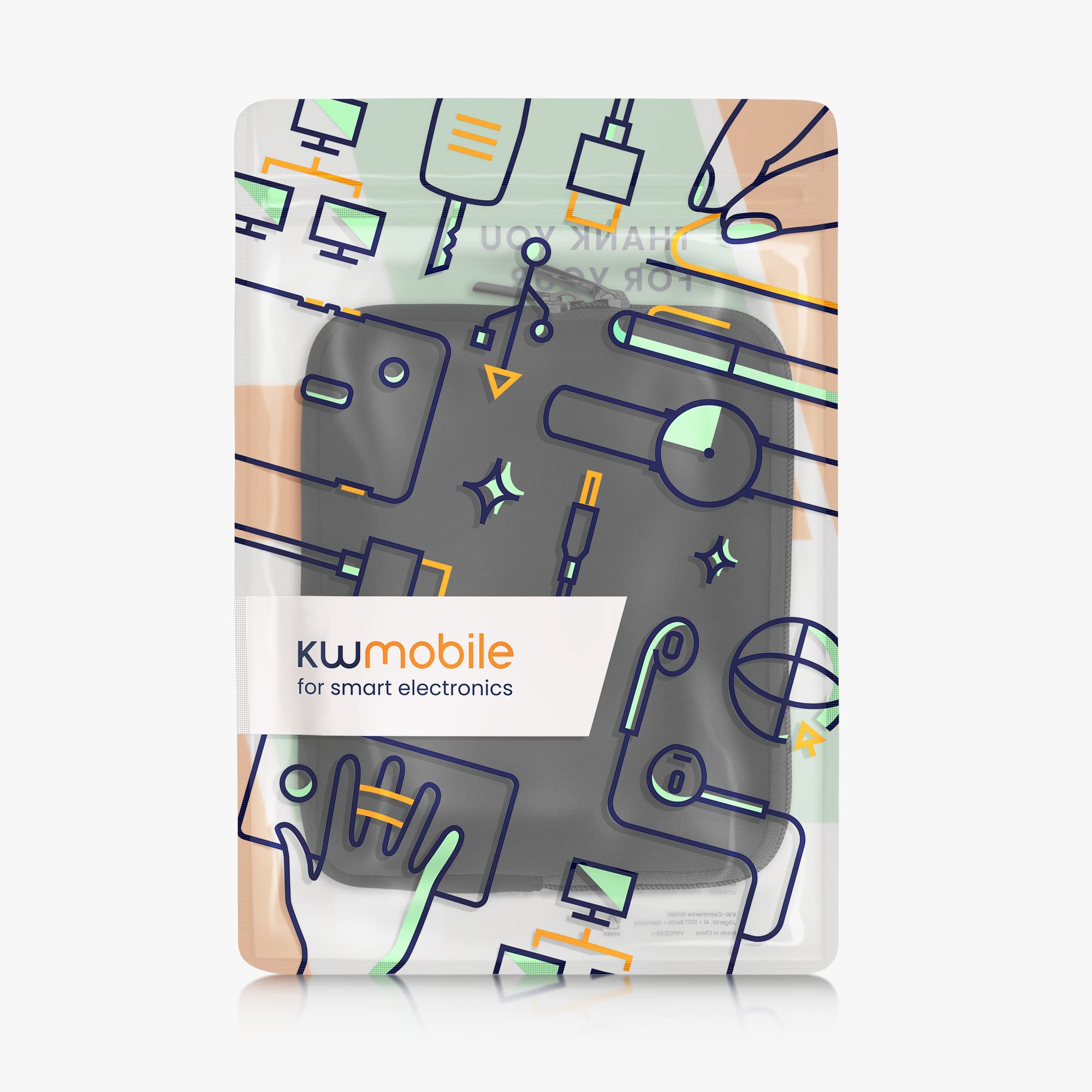 kwmobile pokrowiec ochronny do czytnika e-czytników - Etui ochronne 17,5 x 14,7 cm do neoprenowego e-czytnika - Czarny