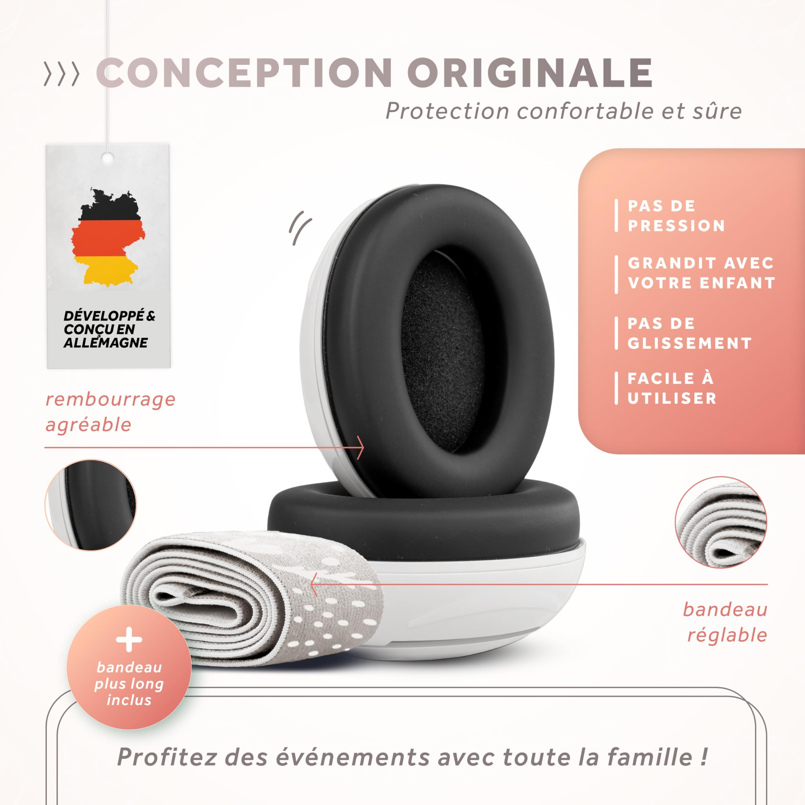 Schallwerk ® Mini+ Casque Anti Bruit Bebe - Protection Auditive de 0 à 36 Mois - Casque Anti-bruit pour Enfant & Bébé - Certifié CE - Protection Anti Bruit Enfant, Avion