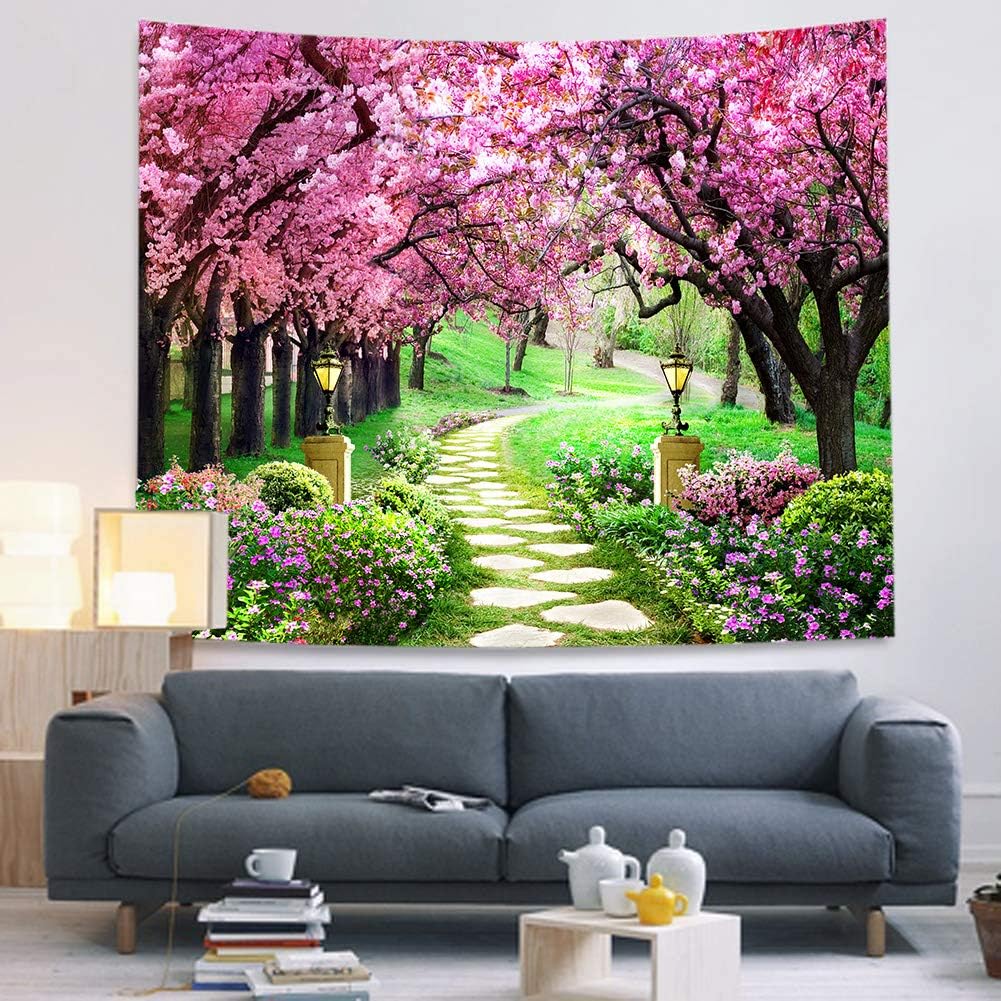 MEETSIOY Floral Decor Tapestry 84x90 Inches Cherry Blossom Wall Art