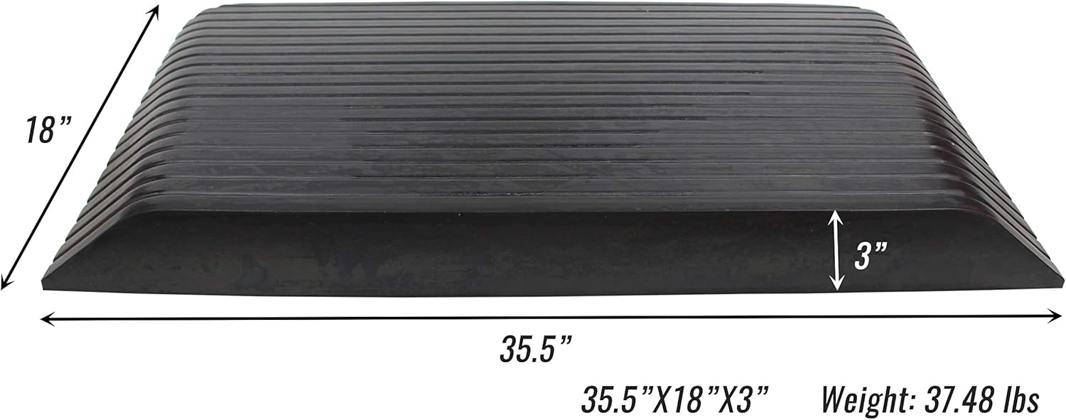 RTR05, Solid Rubber Power Wheelchair Scooter Threshold Ramp (35.5"x18"x3") 1 Ramp