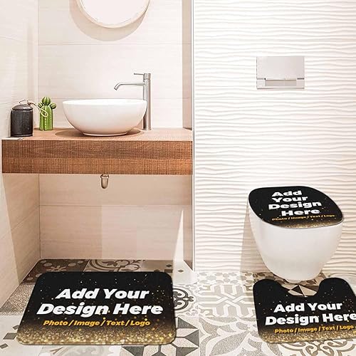 Miniatura 4 de HAOGEILI - Tapetes de baño personalizados absorbentes de agua, antideslizantes, lavables, juego de 3 piezas para alfombras de inodoro, tapetes de