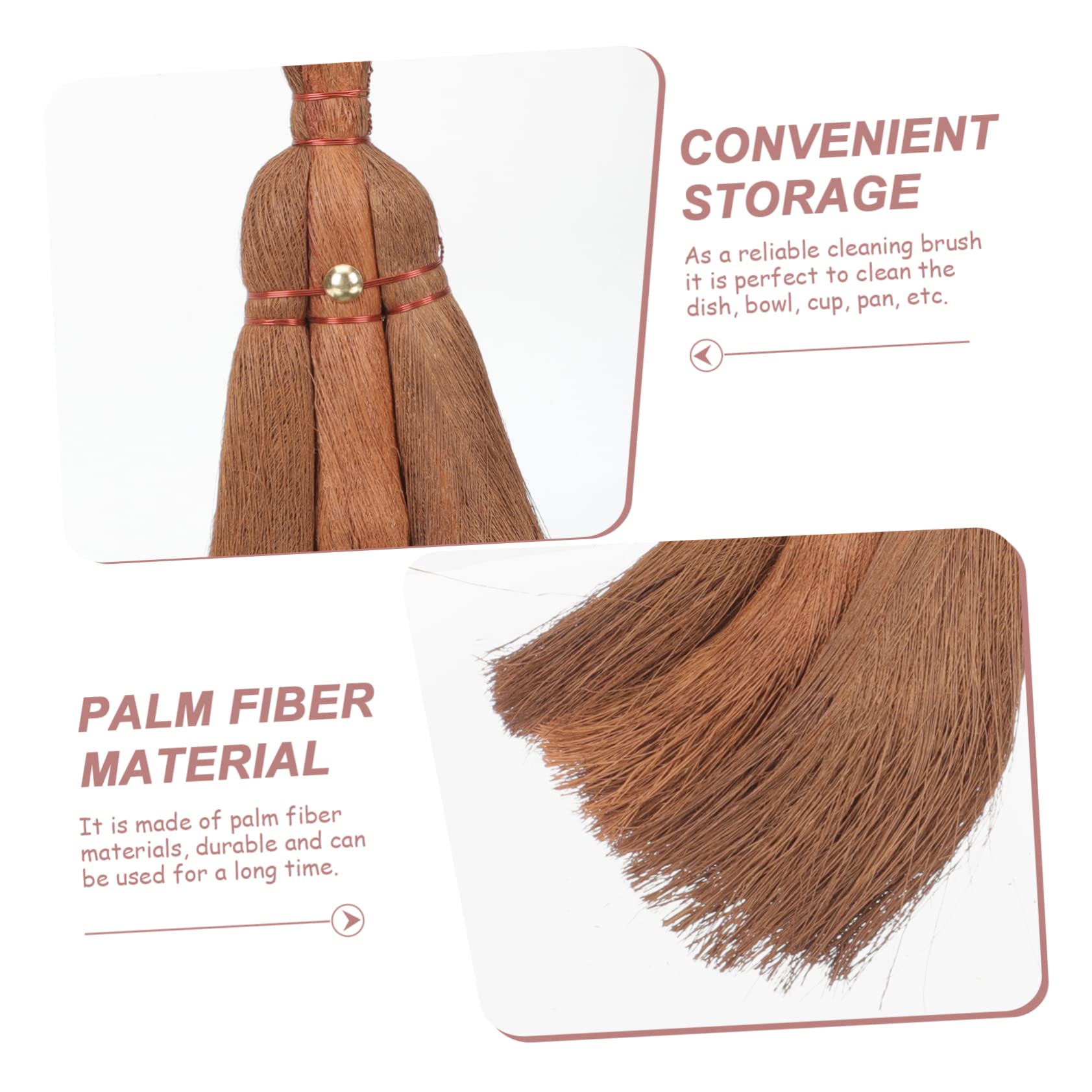 Healeved Brown Silk Broom Decorative Brooms Household Palm Broom Hand Whisk Mini Whisk Broom Escoba Chinese Decor Household Duster Wizard Broom Home Cleaning Broom Brush Asian Brown Hair