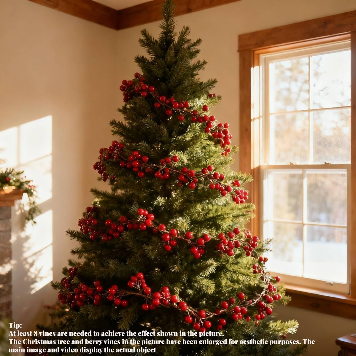 Greentime Christmas Red Berry Garland, Fake Red Berry for Indoor Outdoor Home Decoration for Winter Christmas Holiday New Year Decor - Image 7