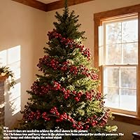 Vista 7 de Greentime - Guirnalda de Navidad de bayas rojas, bayas rojas artificiales para decoración de interiores y exteriores del hogar para invierno