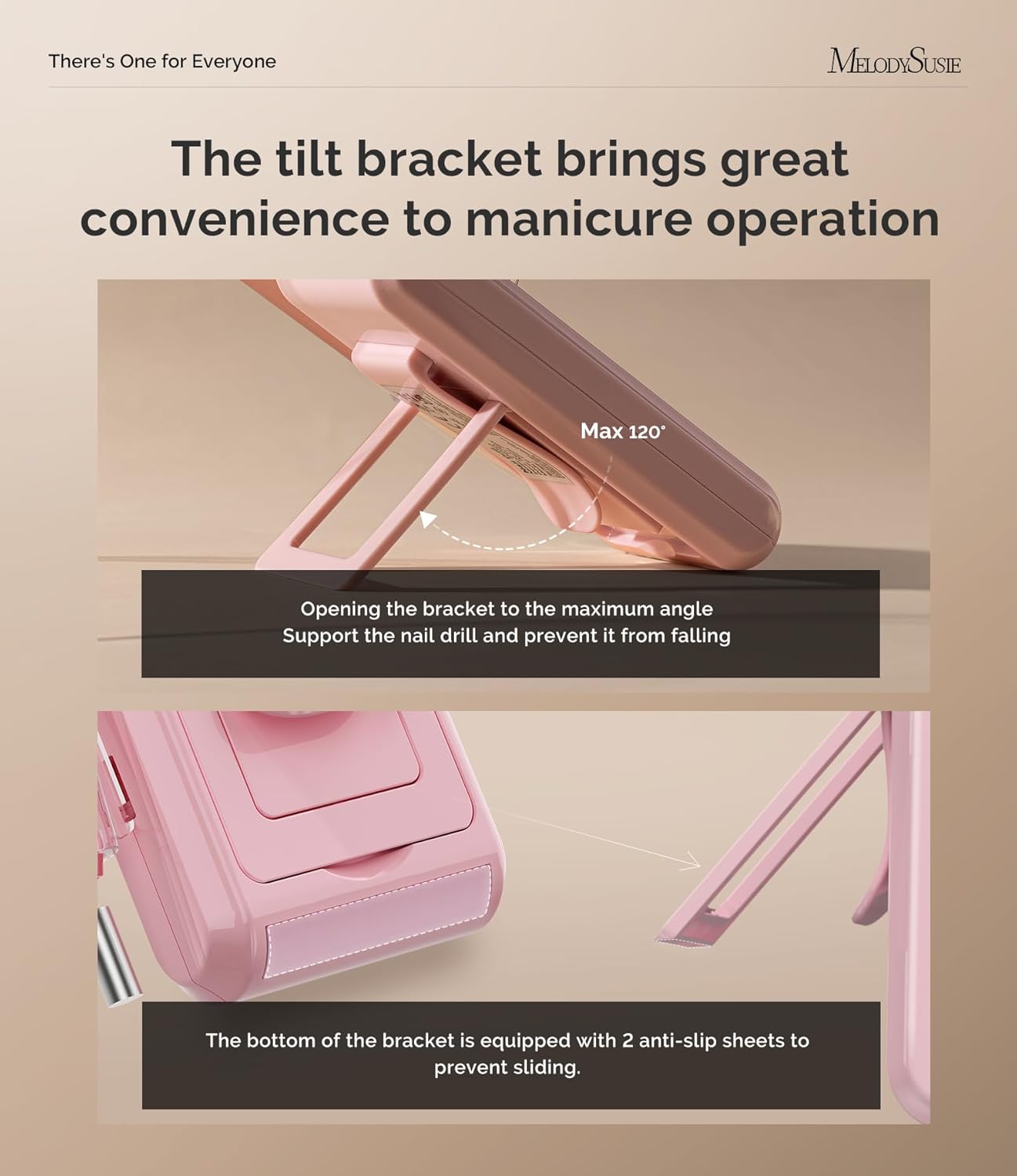 MelodySusie Clip-On Rechargeable 2-in-1 Nail Drill with Adjustable Built-In Stand,SM330G 35000RPM E-File with Lightweight Handpiece for All Manicure Shaping & Gel Removal for Advanced Home & Salon Use