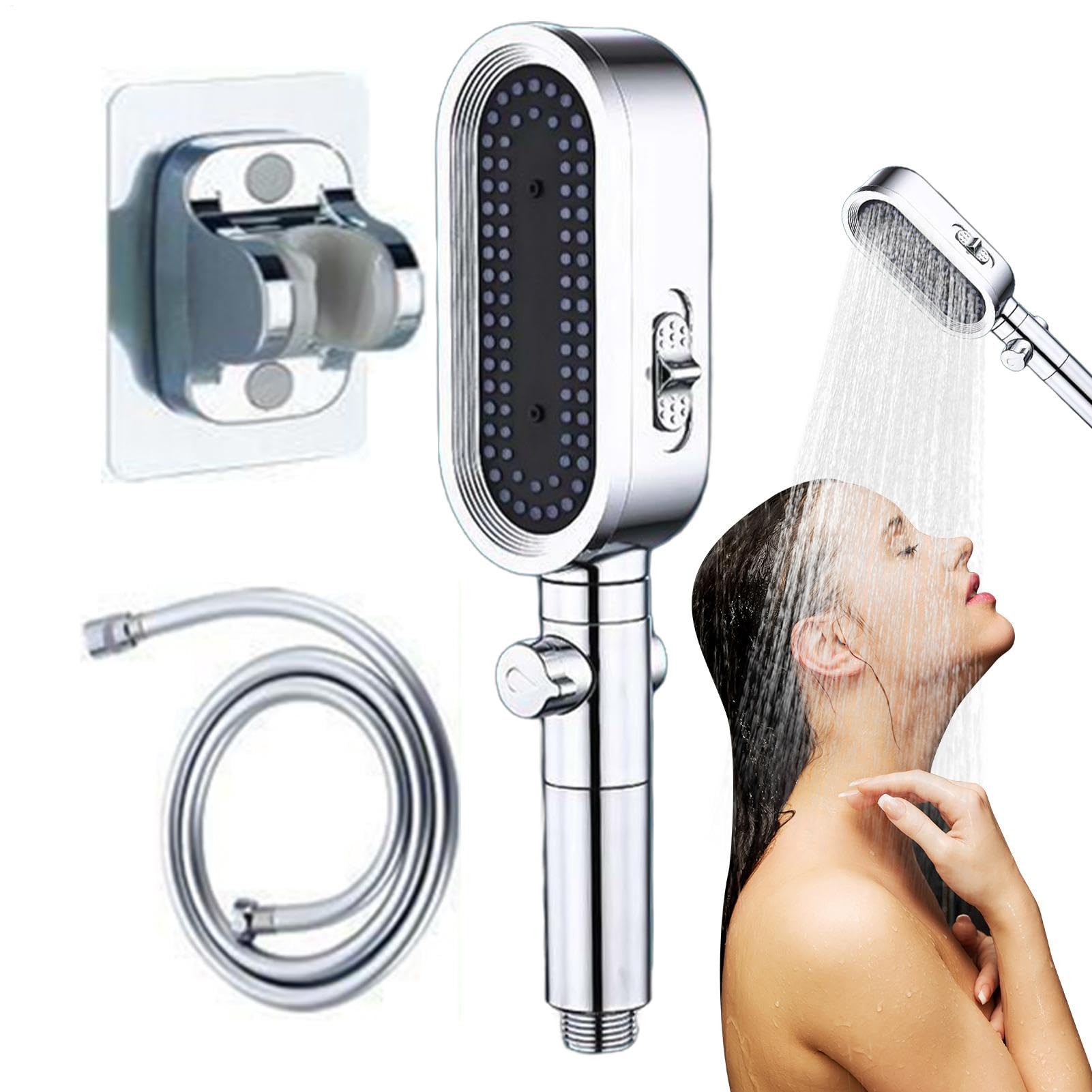 Pommeau de douche polyvalent pour salle de bain haute pression et jet de pluie filtrant amovible