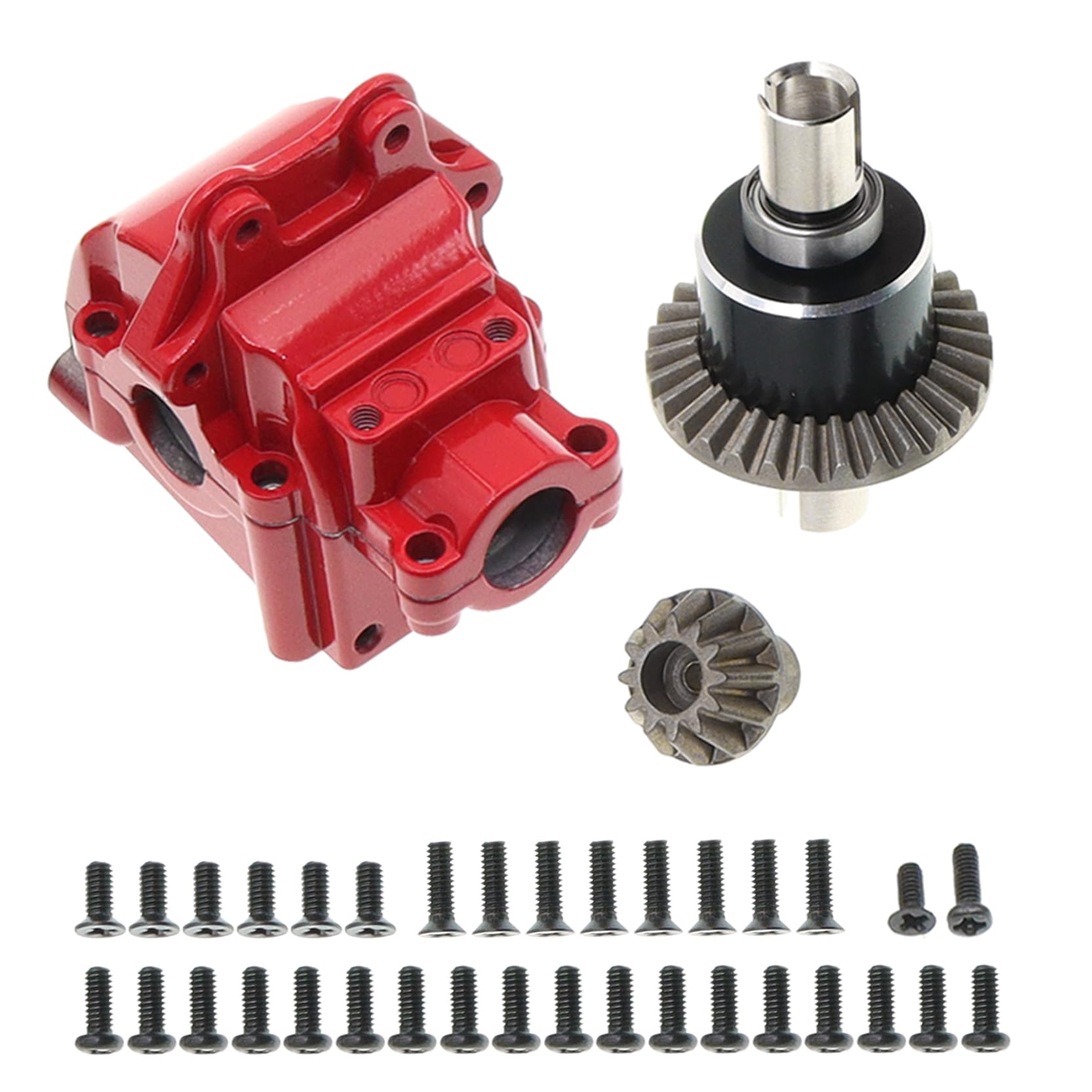 Treehobby Metal Front&Rear Differential Gearboxes Housing Cover with Differential Gear Set Compatible with WLtoys 1/14 144010 144001 144002 124018 124016 124017 124019 RC Car Upgrades Parts (Red)
