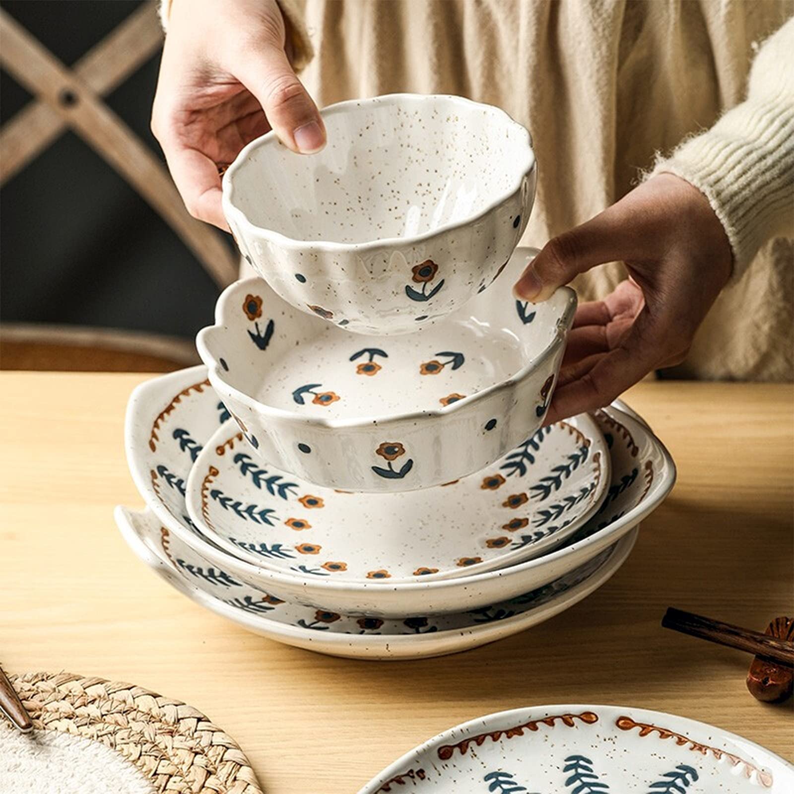 Service de Table en céramique raffinée de 30 pièces pour 6 Personnes, Style Moderne et élégant, idéal pour la Cuisine et Les Restaurants.
