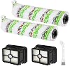 2 Pack Multi-Surface 2788 Pet Brush Rolls and 1866 Vacuum Filters Compatible with Bissell CrossWave Max 2554 2554A 2590 2593 2596, HydroSteam 35151 3515 35152 3513 3518 Vacuums, #Part 1618641, 1608684