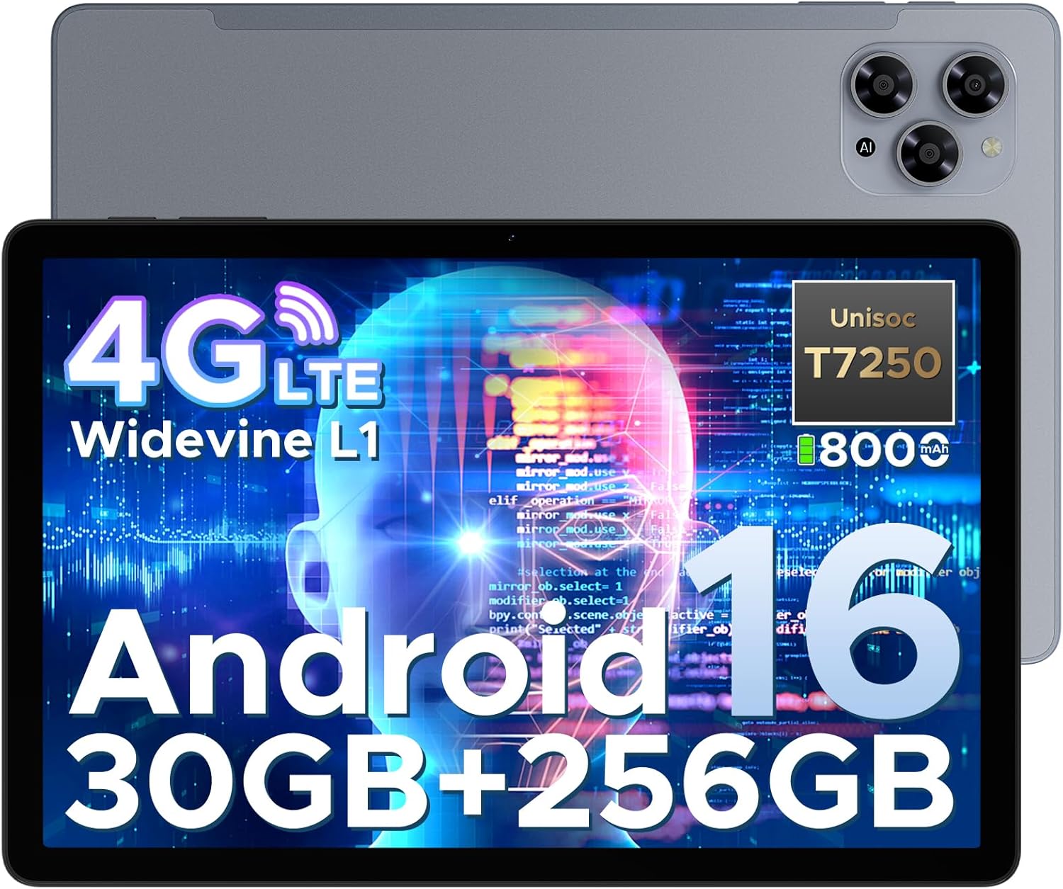 DOOGEE Tab G6 2025 Android 16 Tablet 11 Inch, Tablet with Sim Card 30GB RAM+256GB ROM(TF 2TB), 8000mAh|13MP Camera|Octa-Core T7250|Widevine L1|Netflix|Dual 4G|WiFi 5|Bluetooth 5.0|GPS