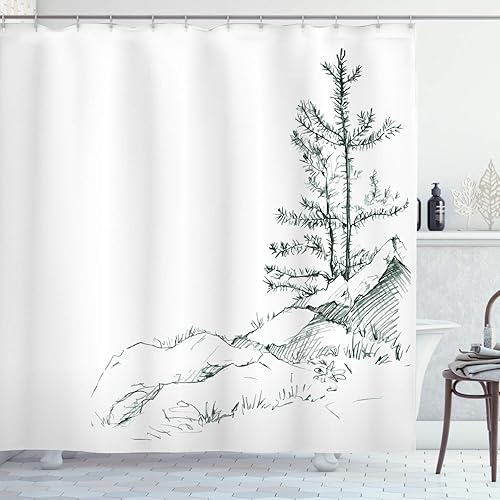 Ambesonne - Colección decorativa selva, impresiones artísticas vibrantes, gran cascada en bosque de ramas verdes, tela de poliéster, cortina de