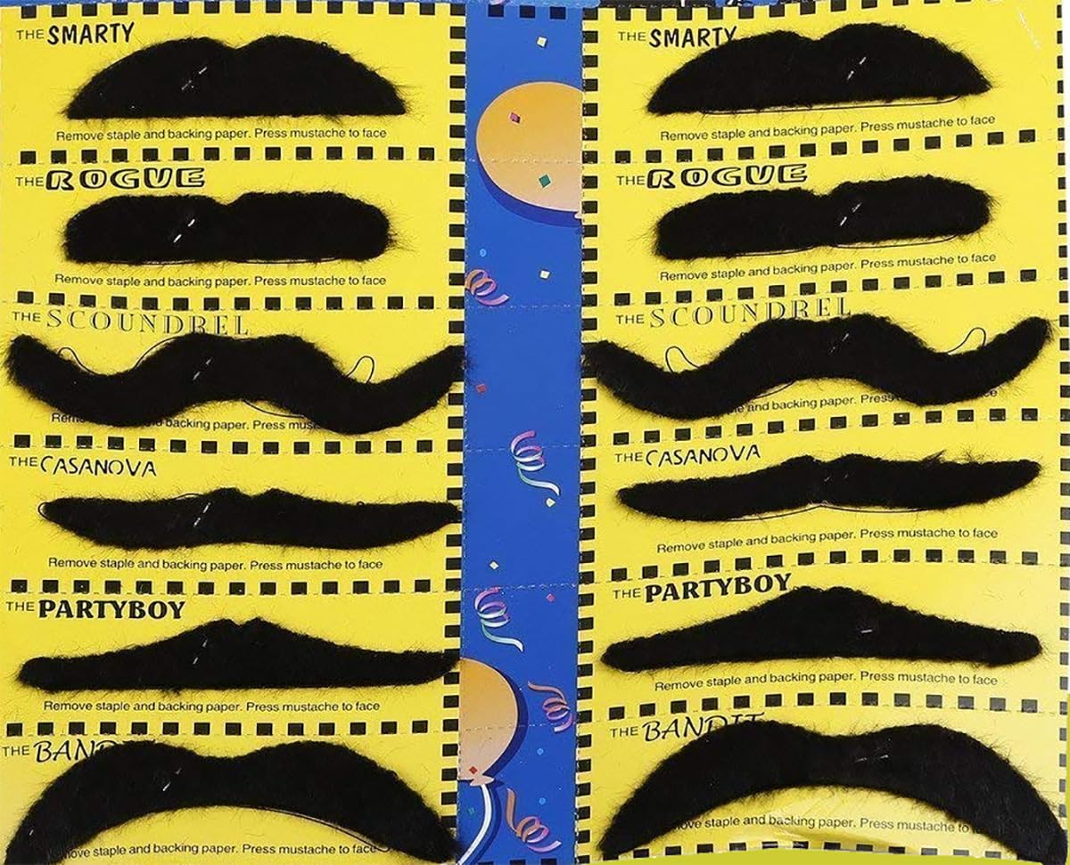 FancyDressWale stickon Moustache set of 12- Black