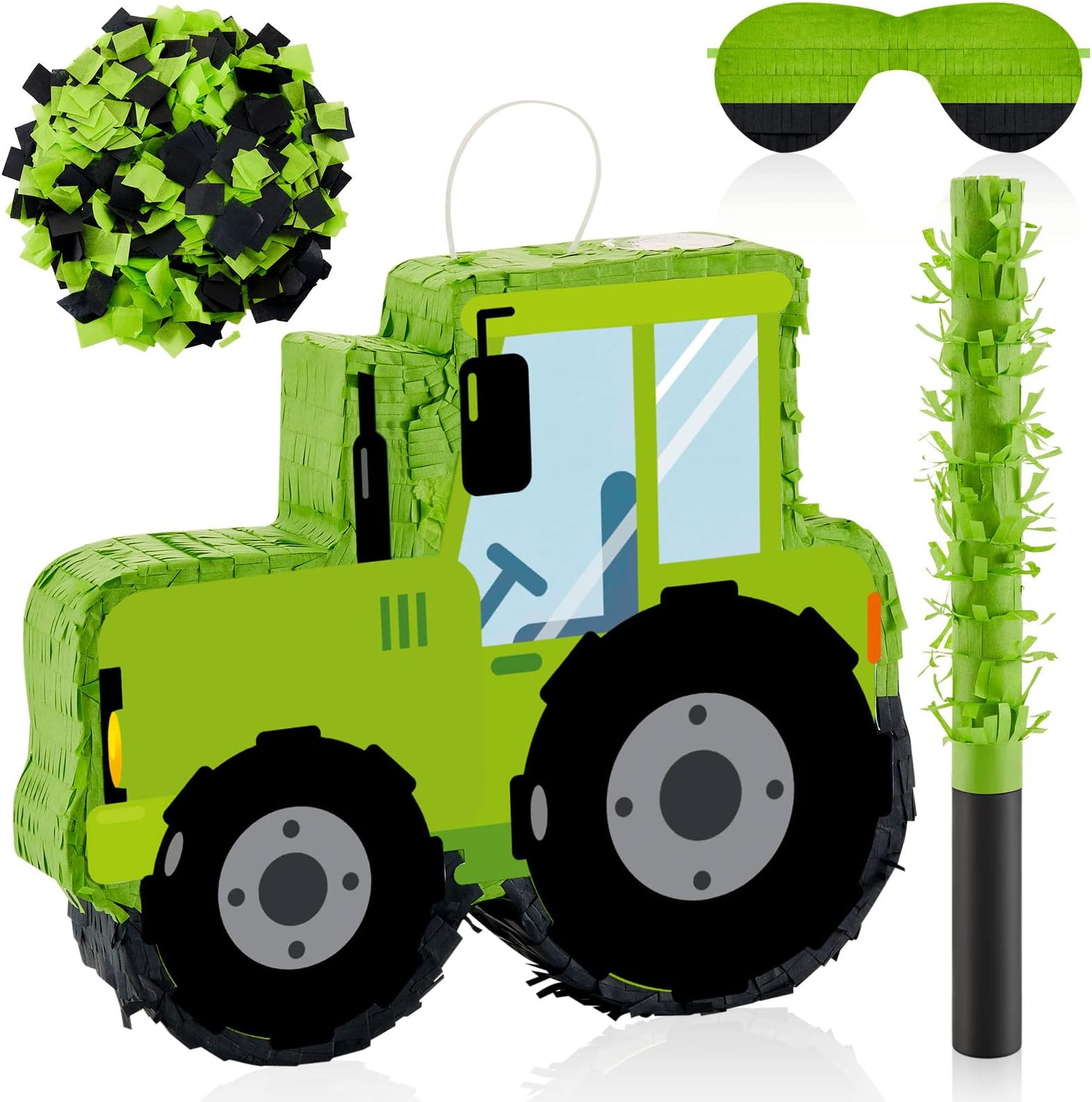 Tractor Piñatas for Birthday Party Excavator Piñata with Stick, Blindfold, Confetti for Adults Birthday Baby Shower Party Supplies
