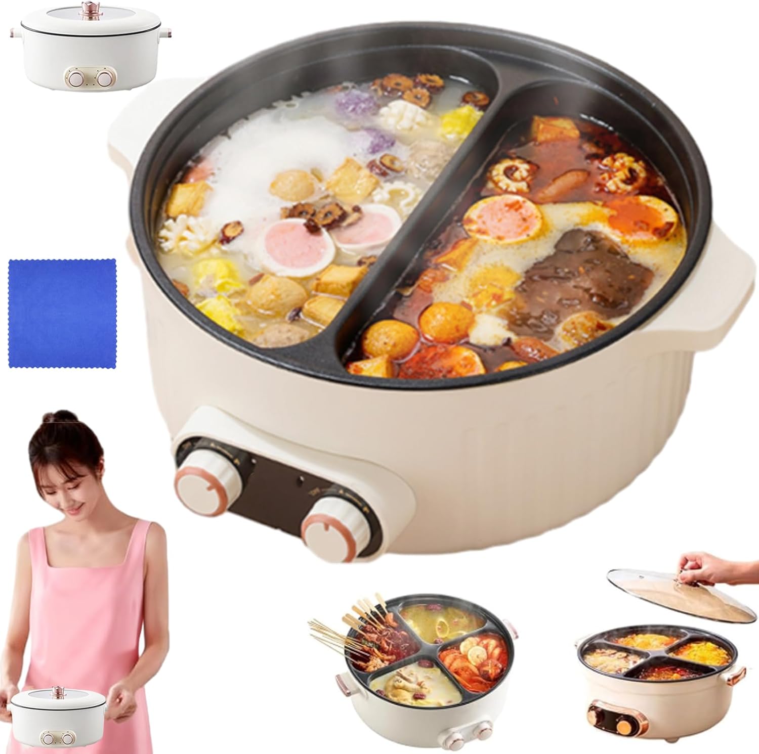 Olla Eléctrica Fuglieu 4 Compartimentos, 6 Litros, 2 Parrillas