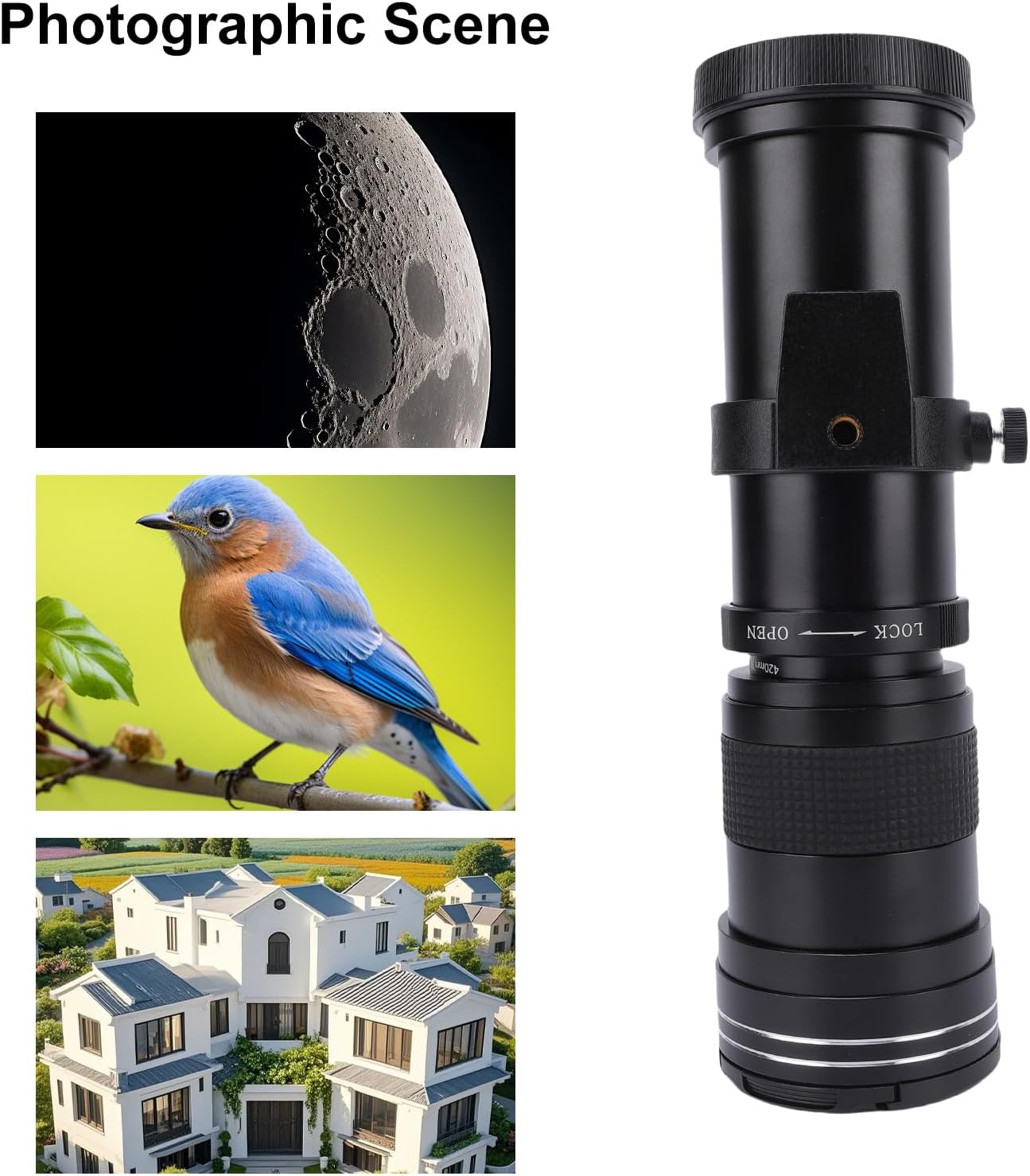 Andoer 420-800mm F8.3-16 Manual Telephoto Zoom Lens RF Mount for RP R3 R5 R5 C R6 R6 Mark II R7 R8 R10 R50 R100 SLR Cameras