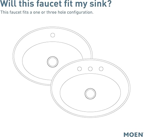 Miniatura 6 de Moen Belfield 6402BL - Grifo de lavabo de baño con una manija color negro mate con montaje de drenaje y placa opcional, 6402BL