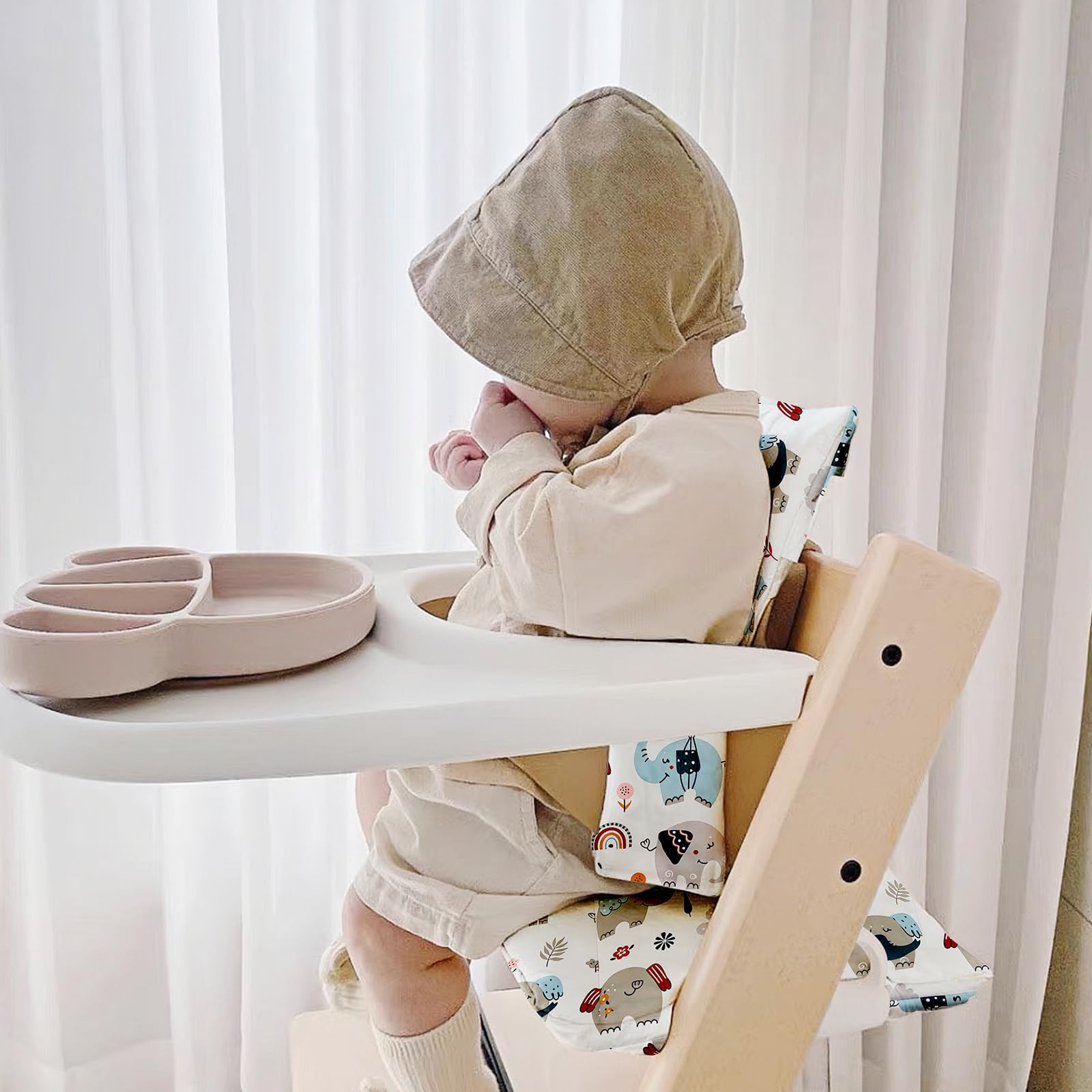 Cuscino per Seggiolone per Bambini per Stokke Tripp Trapp, Set di 2 Cuscini Impermeabili per Seggiolone, Cuscino Seduta Morbido Rimovibile per Neonati, Facile da Pulire, Facile da Fissare