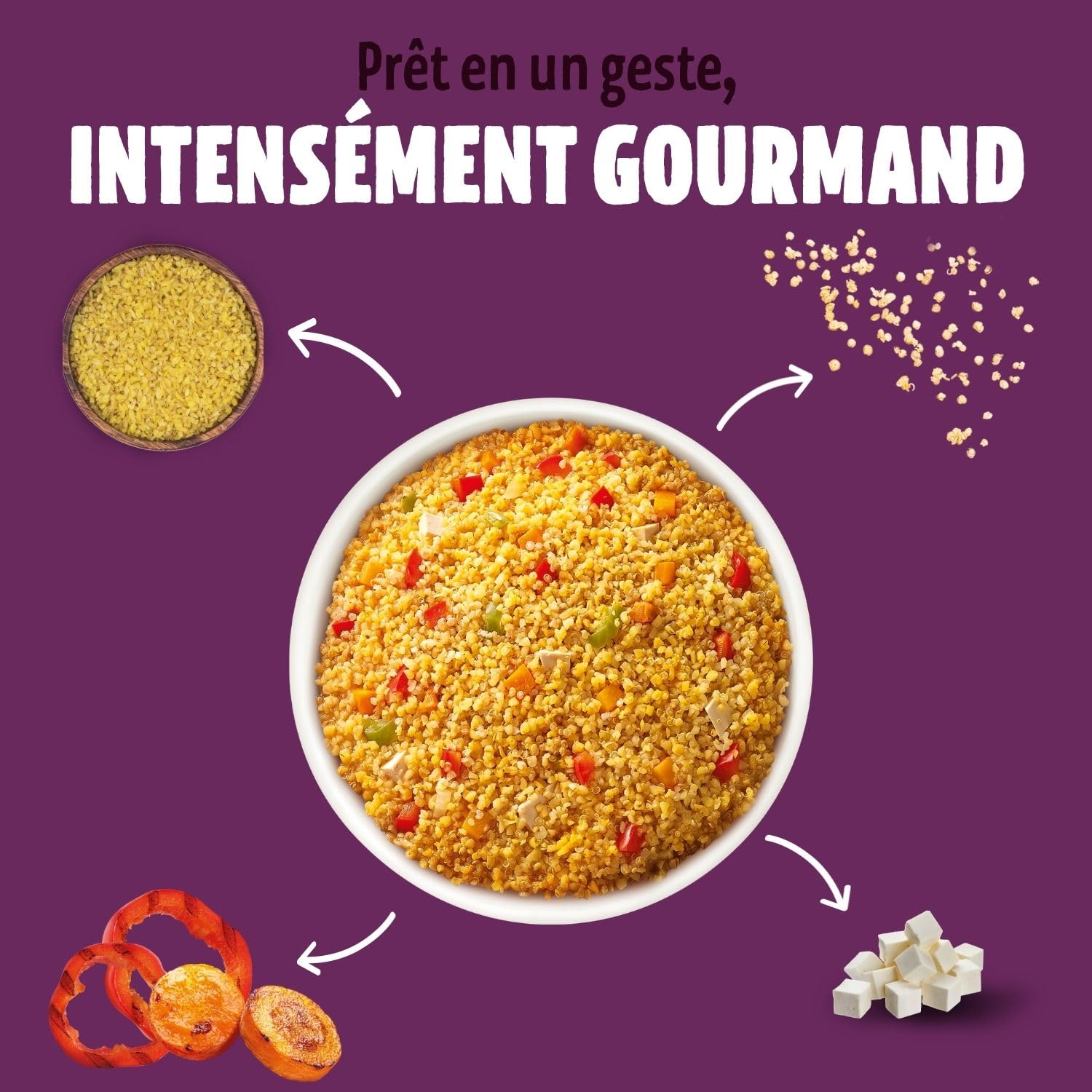 CÉRÉAL BIO – Quinoa, Boulgour & Tofu au Curry, Lot de 10 – 220 g