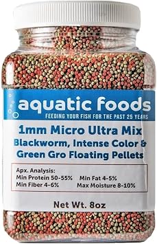 1mm Ultra Mix Floating Pellets for All Tropical Fish.... 8oz Small Jar