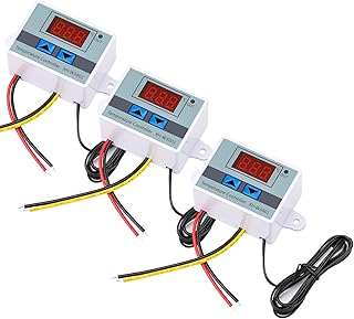 Digital Temperature Controller 3 Pieces XH-W3001 LED Thermostat Switch 110-220V Temperature Relay Switch Module Programmable Minus 50 to 110 Degree Heating Cooling Thermostat