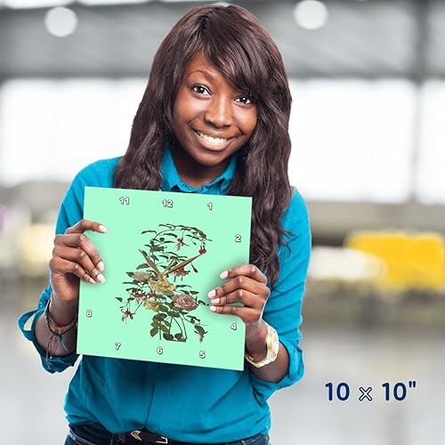 Miniatura 4 de 3dRose, Vintage Tea Rose and Blush Roses Vector Art, 10x10 Wall Clock