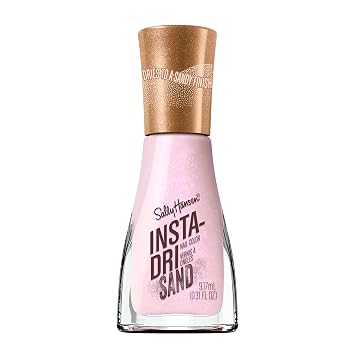 Sally Hansen Insta-Dri Sand Nail Polish | Quick Dry, Long Lasting, Streak-Free Shine | Opaque, Shimmery | 139 Race to the Grains | Metallic Blush Pink Nail Color