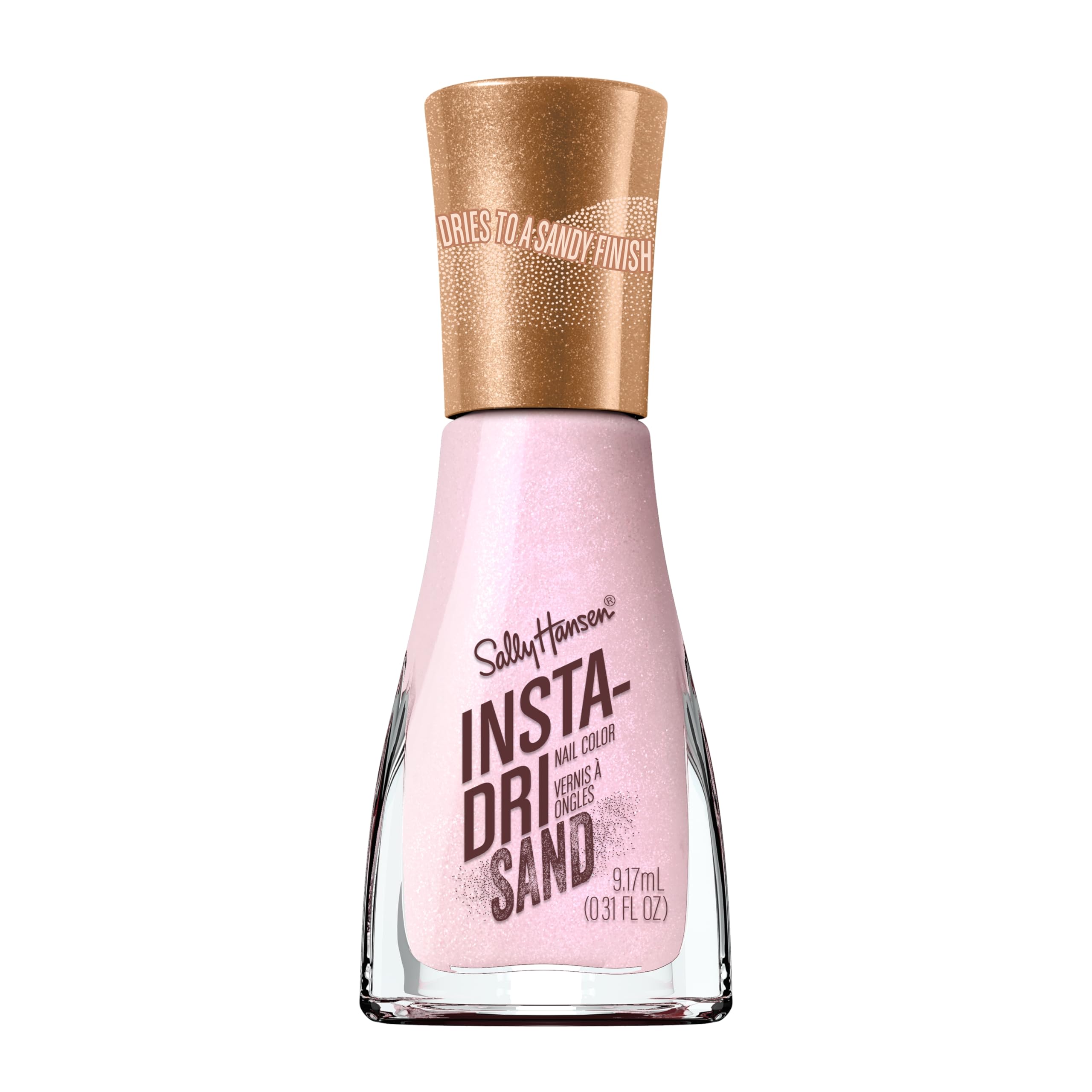 Sally Hansen Insta-Dri Sand Nail Polish | Quick Dry, Long Lasting, Streak-Free Shine | Opaque, Shimmery | 139 Race to the Grains | Metallic Blush Pink Nail Color