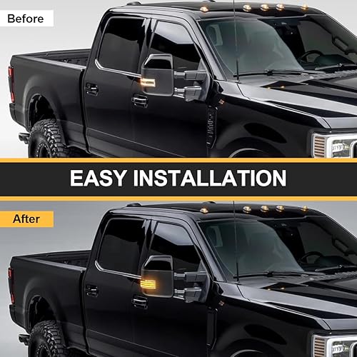 Vista 5 de Espejo de remolque lateral, luces LED compatibles con F150 2015-2025 para F250 F350 F450 2017-2025 blanco diurno y lámpara de marcador de giro