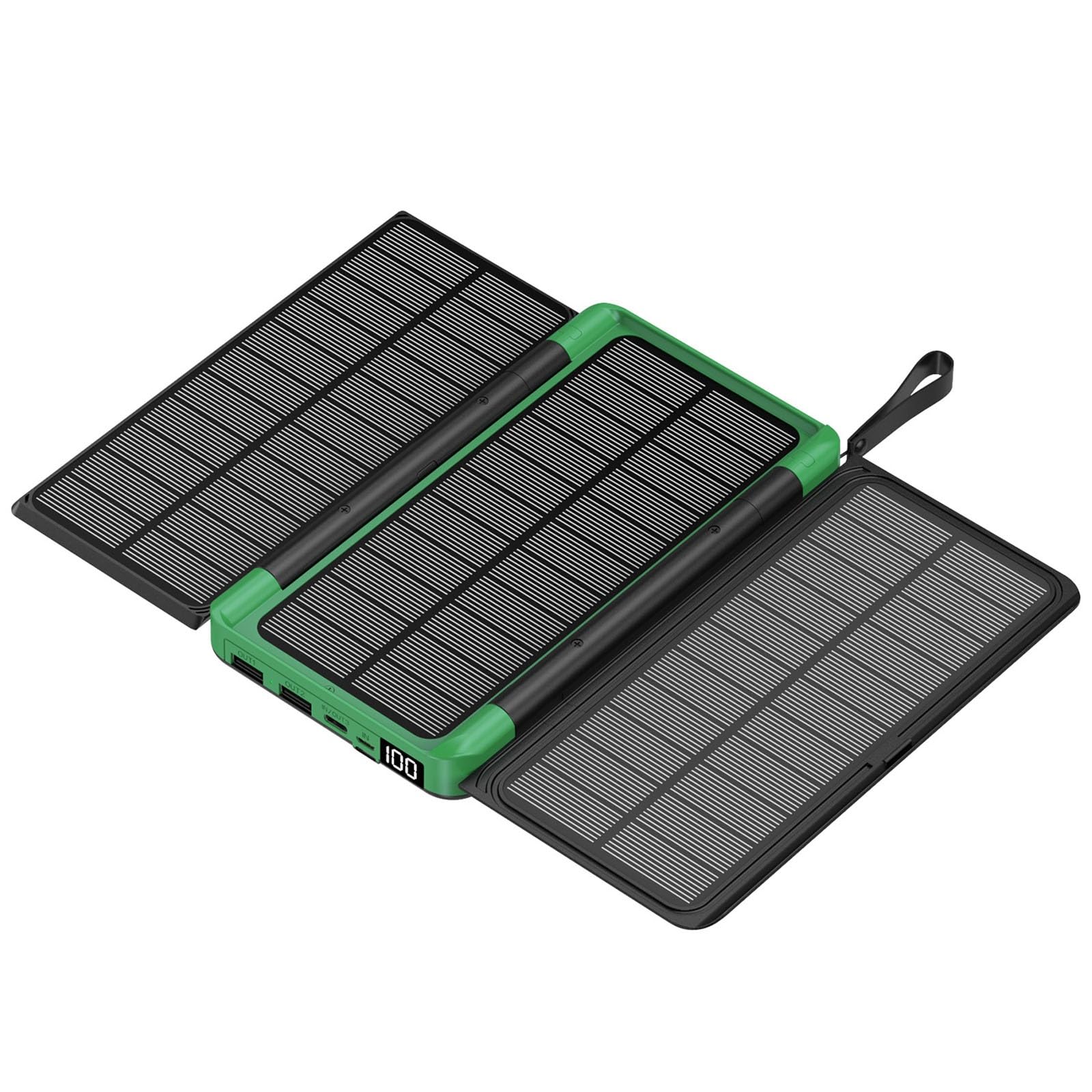 Cargador de energía solar plegable de 7000 mA 18 W, fuente de alimentación de panel solar con 2 salidas USB e iluminación LED, compatible con estación de energía portátil, cargador de batería solar al