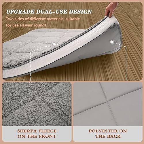 Miniatura 3 de LILYPELLE Colchón japonés futón, colchón plegable de forro polar, colchón enrollable, tapete de tatami para dormir, tumbona para el suelo, cama de